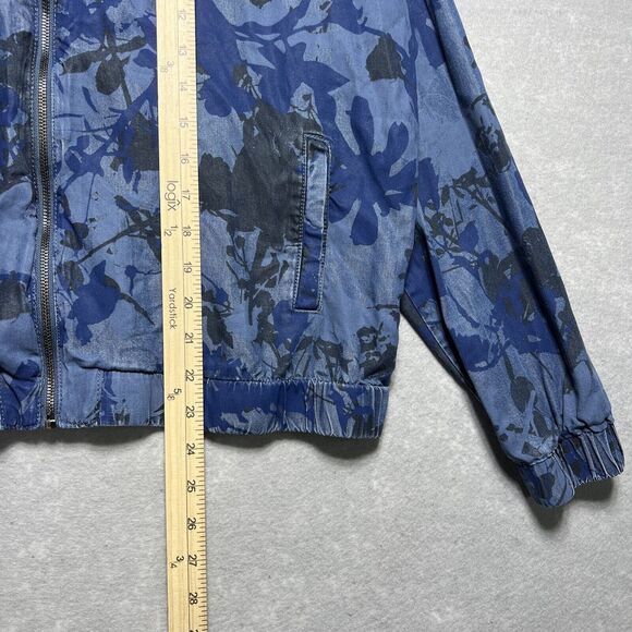 Juicy Couture Jacket Womens Large Floral Blue Full Zip Collared Lyocell Pockets - Picture 8 of 10